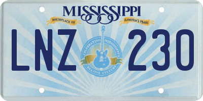 MS license plate LNZ230