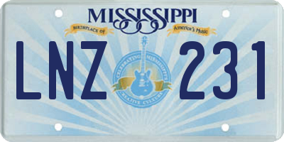 MS license plate LNZ231