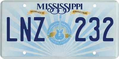 MS license plate LNZ232