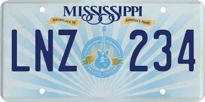 MS license plate LNZ234