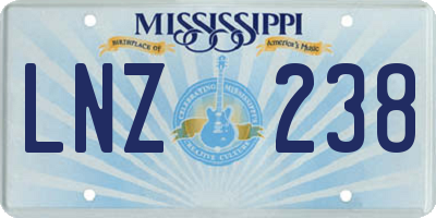 MS license plate LNZ238