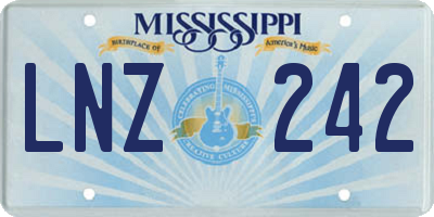MS license plate LNZ242