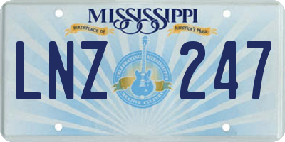 MS license plate LNZ247