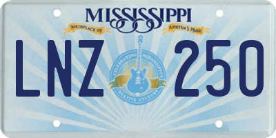 MS license plate LNZ250