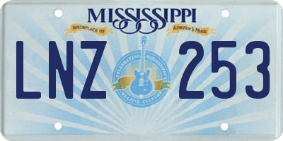 MS license plate LNZ253