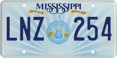 MS license plate LNZ254