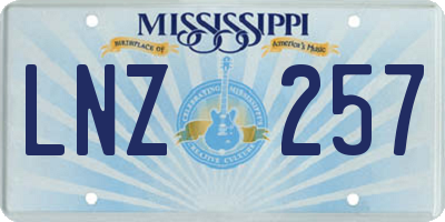 MS license plate LNZ257