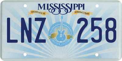 MS license plate LNZ258