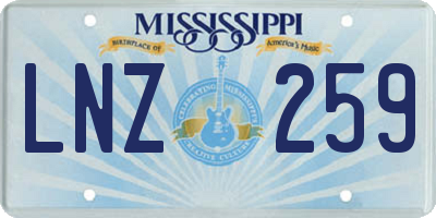 MS license plate LNZ259