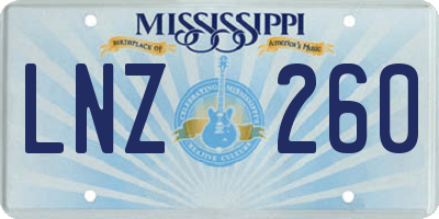 MS license plate LNZ260