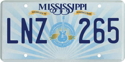 MS license plate LNZ265