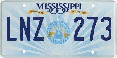 MS license plate LNZ273