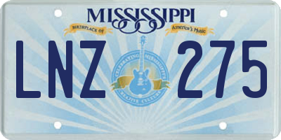 MS license plate LNZ275