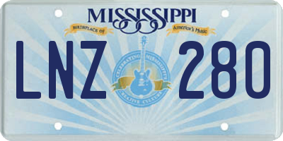 MS license plate LNZ280