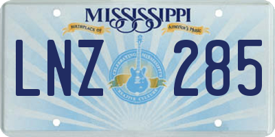 MS license plate LNZ285
