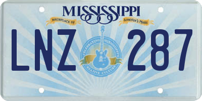 MS license plate LNZ287