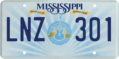 MS license plate LNZ301