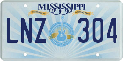 MS license plate LNZ304