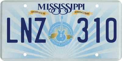 MS license plate LNZ310