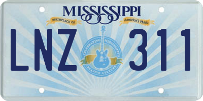 MS license plate LNZ311