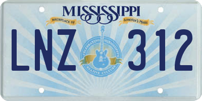 MS license plate LNZ312