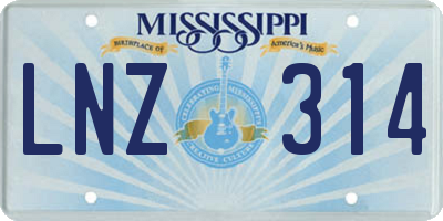 MS license plate LNZ314