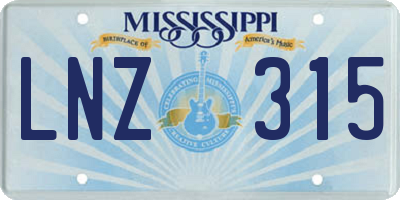 MS license plate LNZ315