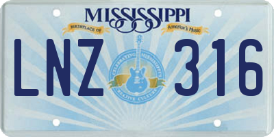 MS license plate LNZ316