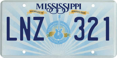 MS license plate LNZ321