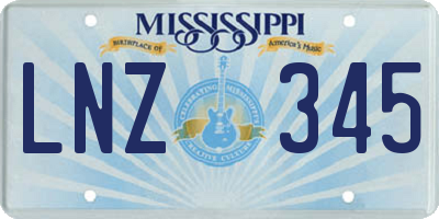 MS license plate LNZ345