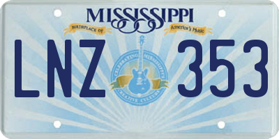 MS license plate LNZ353