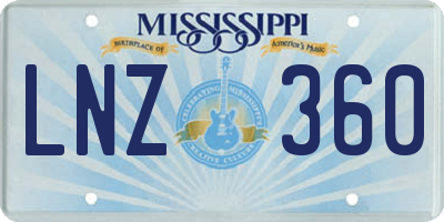 MS license plate LNZ360