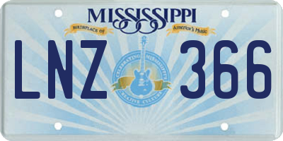 MS license plate LNZ366