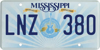 MS license plate LNZ380