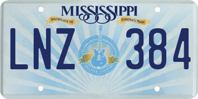 MS license plate LNZ384