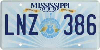 MS license plate LNZ386