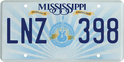 MS license plate LNZ398