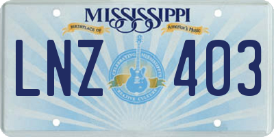 MS license plate LNZ403