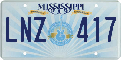 MS license plate LNZ417