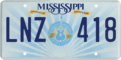 MS license plate LNZ418
