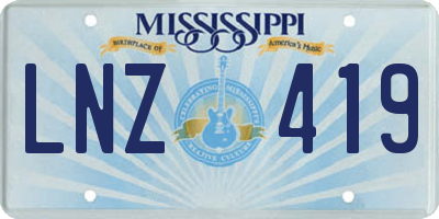 MS license plate LNZ419