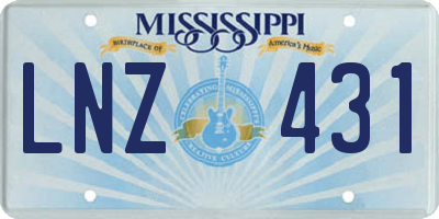 MS license plate LNZ431