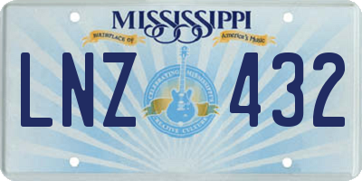 MS license plate LNZ432