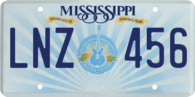 MS license plate LNZ456