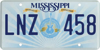 MS license plate LNZ458