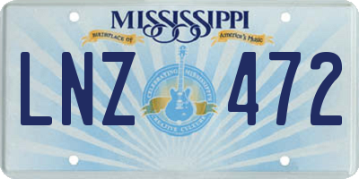 MS license plate LNZ472