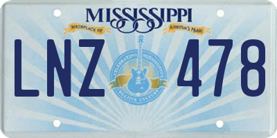MS license plate LNZ478