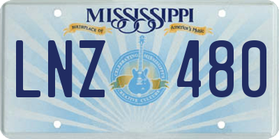 MS license plate LNZ480