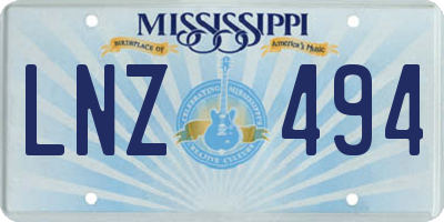 MS license plate LNZ494