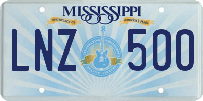 MS license plate LNZ500